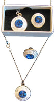 Zeta Phi Beta Topaz Stone Signet Lapel Pin And Necklace Set [Silver]