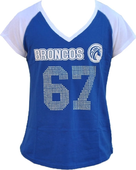 Big Boy Fayetteville State Broncos S2 Rhinestone Ladies Tee [Royal Blue]