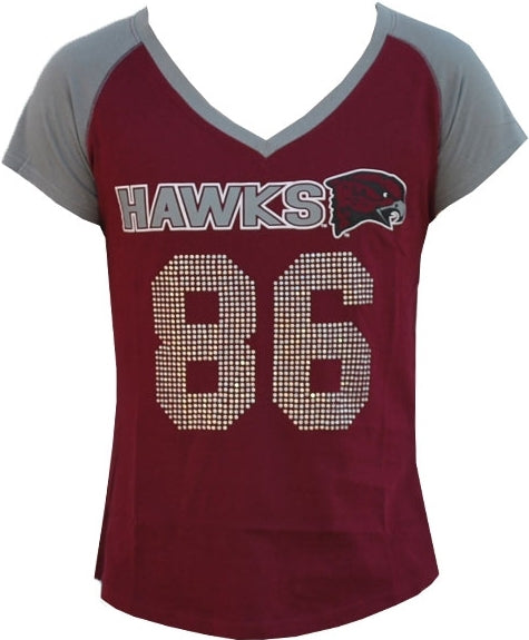 Big Boy Maryland Eastern Shore Hawks S2 Rhinestone Ladies Tee [Maroon]
