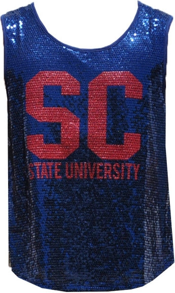Big Boy South Carolina State Bulldogs Ladies Sequins Tank Top [Navy Blue]