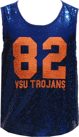 Big Boy Virginia State Trojans Ladies Sequins Tank Top [Navy Blue]