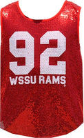 Big Boy Winston-Salem State Rams Ladies Sequins Tank Top [Red]