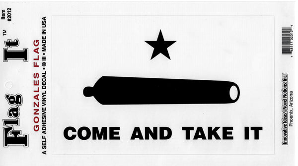 Innovative Ideas Flag It Gonzales Flag Come And Take It Self Adhesive Vinyl Decal [White]