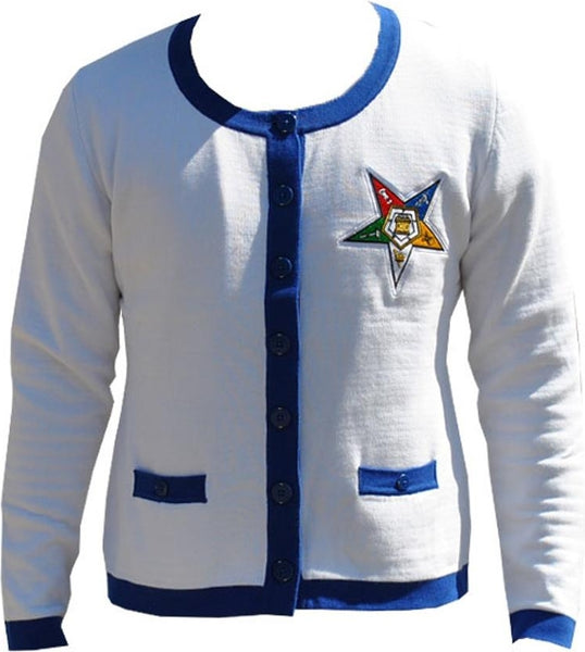 Big Boy Eastern Star Divine Heavy Weight Ladies Cardigan [White]