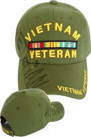 Vietnam Veteran Ribbons Text Shadow Mens Cap [Baseball Cap - Olive Green]