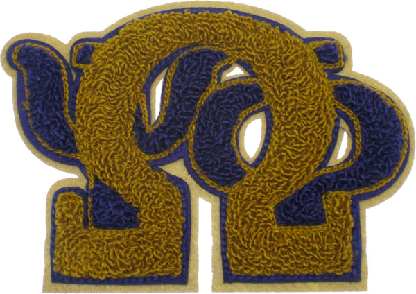 Omega Psi Phi Stack Letters Chenille Sew-On Patch [Purple]