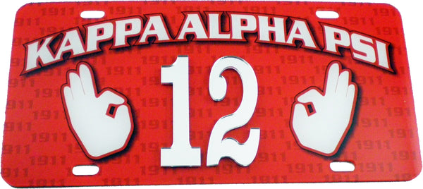 Kappa Alpha Psi Printed Line #12 License Plate [Red]