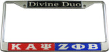 Kappa Alpha Psi + Zeta Phi Beta Split Divine Duo License Plate Frame [Red/Blue]