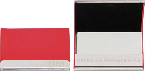 Eastern Star Stainless Steel Business Card Holder With Leather [Red]