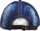 Alpha Kappa Alpha Distressed Denim Rhinestone Ladies Cap [Denim Blue]
