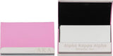 Alpha Kappa Alpha Stainless Steel Business Card Holder With Leather [Pink]