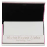 Alpha Kappa Alpha Stainless Steel Business Card Holder With Leather [Pink]