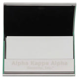 Alpha Kappa Alpha Stainless Steel Business Card Holder With Leather [Green]