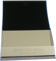 Zeta Phi Beta Stainless Steel Business Card Holder With Leather [Blue]