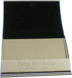 Zeta Phi Beta Stainless Steel Business Card Holder With Leather [Blue]