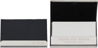 Alpha Phi Alpha Laser Engraved Business Card Holder with Leather [Black - One Size]