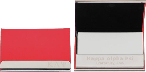 Kappa Alpha Psi Stainless Steel Business Card Holder With Leather [Red]