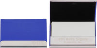 Phi Beta Sigma Laser Engraved Business Card Holder With Leather [Blue - One Size]