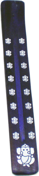 New Age Ganesh Symbol Painted Canoe Incense Burner [Indigo]