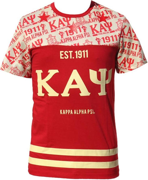 Big Boy Kappa Alpha Psi Divine 9 Mens Sublimation Jersey Tee [Crimson Red]