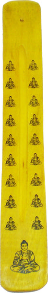 New Age Buddha Symbol Painted Canoe Incense Burner [Yellow]
