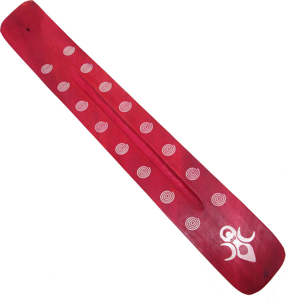 New Age Goddess Of Earth Symbol Painted Canoe Incense Burner [Red]