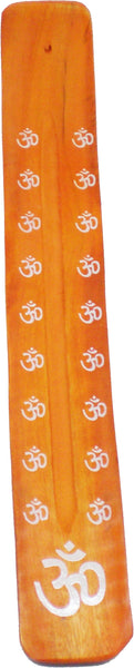 New Age Om Symbol Painted Canoe Incense Burner [Orange]