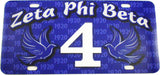 Zeta Phi Beta Printed Line #4 License Plate [Blue]