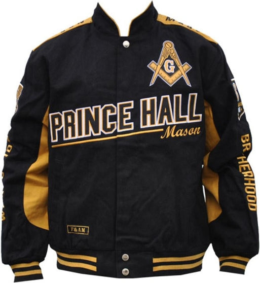 Big Boy Prince Hall Mason Divine S6 Mens Twill Racing Jacket [Black]