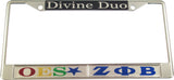 Eastern Star + Zeta Phi Beta Split Divine Duo License Plate Frame [Silver/Silver]