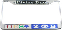 Eastern Star + Zeta Phi Beta Split Divine Duo License Plate Frame [Silver/Blue]