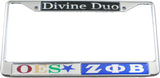Eastern Star + Zeta Phi Beta Split Divine Duo License Plate Frame [Silver/Blue]