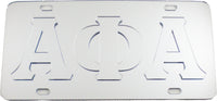 Alpha Phi Alpha Raised Letter Mirror License Plate [Silver/Silver]