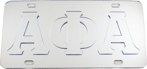 Alpha Phi Alpha Raised Letter Mirror License Plate [Silver/Silver]
