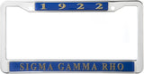 Sigma Gamma Rho 1922 Metal License Frame [Blue]