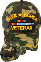 World War II + Korea War Veteran Shadow Mens Cap [Baseball Cap - Woodland Camouflage]