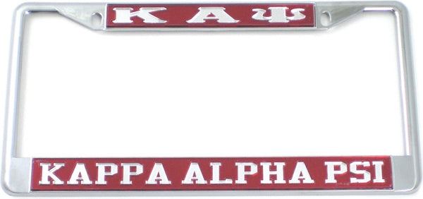 Kappa Alpha Psi Classic License Plate Frame [Silver Standard Frame - Red/Silver]