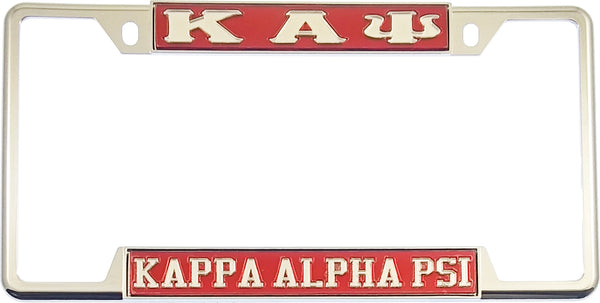 Kappa Alpha Psi Classic License Plate Frame [Decal Visible Frame - Red/Silver]