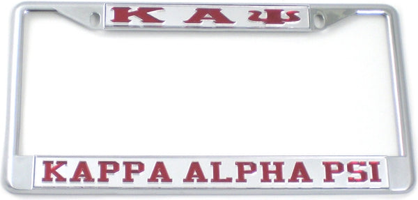 Kappa Alpha Psi Classic License Plate Frame [Silver Standard Frame - Silver/Red]