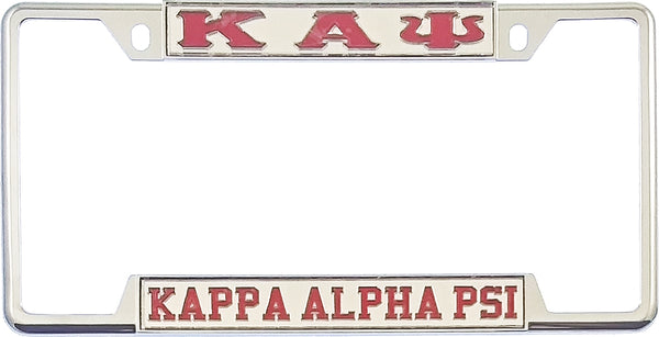 Kappa Alpha Psi Classic License Plate Frame [Decal Visible Frame - Silver/Red]