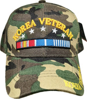 Korea Veteran Stars & Ribbons Mens Cap [Woodland Camouflage]