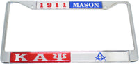 Kappa Alpha Psi + Mason Split License Plate Frame [Red/Silver - Car or Truck]