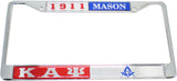 Kappa Alpha Psi + Mason Split License Plate Frame [Red/Silver - Car or Truck]