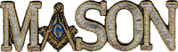 Mason Symbol In Text Iron-On Patch [Silver/Gold]