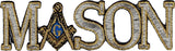 Mason Symbol In Text Iron-On Patch [Silver/Gold]