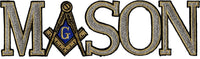 Mason Symbol In Text Iron-On Patch [Silver/Gold]