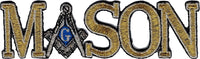 Mason Symbol In Text Iron-On Patch [Gold/Silver]