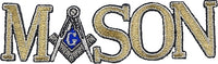 Mason Symbol In Text Iron-On Patch [Gold/Silver]
