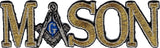 Mason Symbol In Text Iron-On Patch [Gold/Silver]