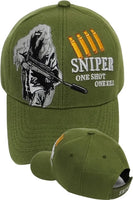 Sniper One Shot One Kill Mens Cap [Olive Green]